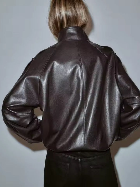 Chaqueta Aura Oversize - Efecto Cuero Premium
