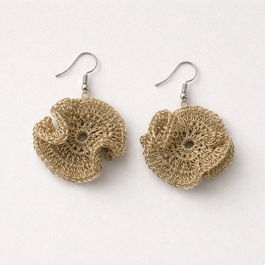 Aros Crochet Flor Dorado