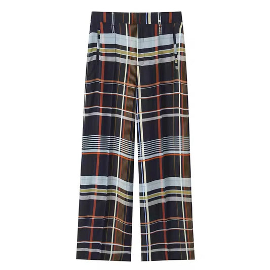 Pantalón para mujer - Pantalón Palazzo Tartán Noir