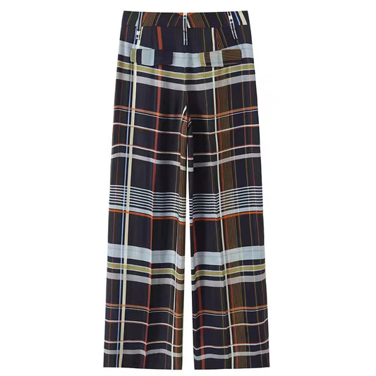 Pantalón para mujer - Pantalón Palazzo Tartán Noir