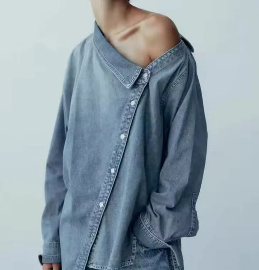 Camisa Denim Asimétrica