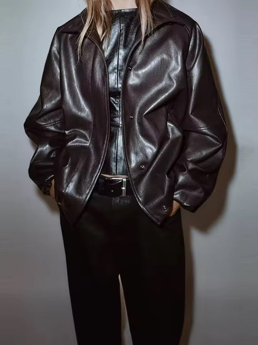 Chaqueta Aura Oversize - Efecto Cuero Premium