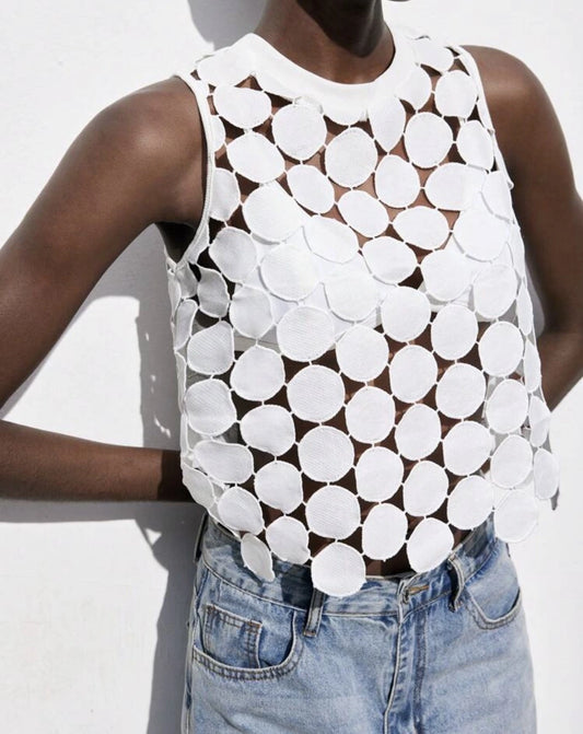 Top Calado Circular Elite Blanco