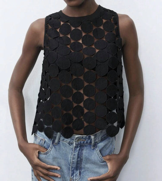 Top Calado Circular Elite Negro
