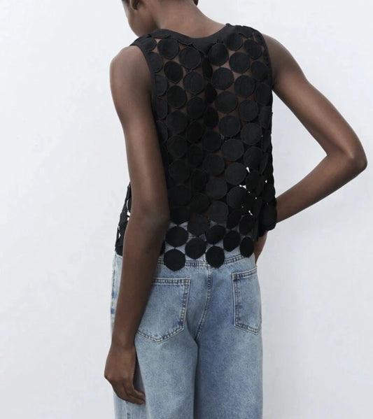 Top Calado Circular Elite Negro