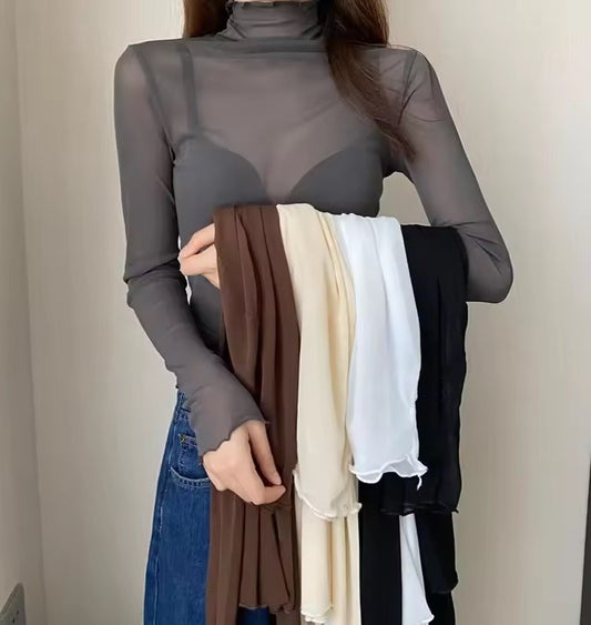 Camiseta Mesh Cuello Alto - Segunda Piel