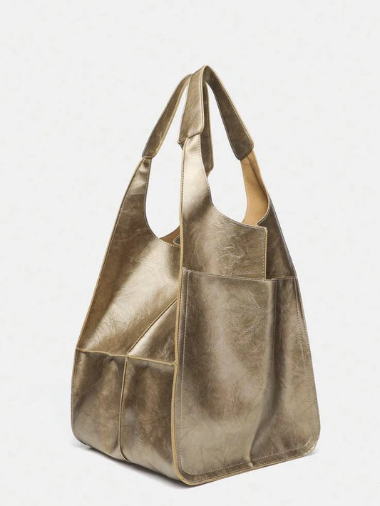 Bolso Tote Dorado Metalizado
